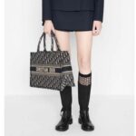 Dior Women Small Dior Book Tote Blue Dior Oblique Embroidery - Image 9