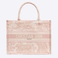 Dior Women Small Dior Book Tote Pink Toile De Jouy Embroidery