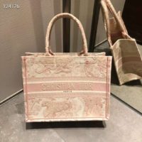 Dior Women Small Dior Book Tote Pink Toile De Jouy Embroidery