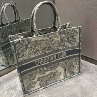 Dior Women Small Dioriviera Dior Book Tote Gray Toile De Jouy Embroidery