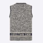 Dior Women V-Neck Sleeveless Sweater Blue Gray Cashmere Wool – Image 13