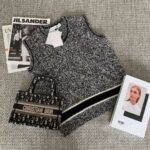 Dior Women V-Neck Sleeveless Sweater Blue Gray Cashmere Wool – Image 2