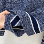 Dior Women V-Neck Sweater Blue and Gray Cashmere and Wool - Image 9