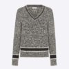 Dior Women V-Neck Sweater Blue and Gray Cashmere and Wool