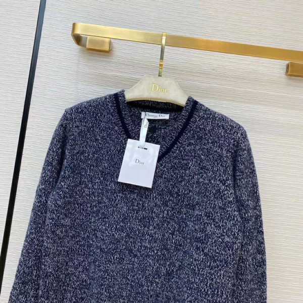 Dior Women V-Neck Sweater Blue and Gray Cashmere and Wool (8)