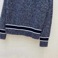 Dior Women V-Neck Sweater Blue and Gray Cashmere and Wool