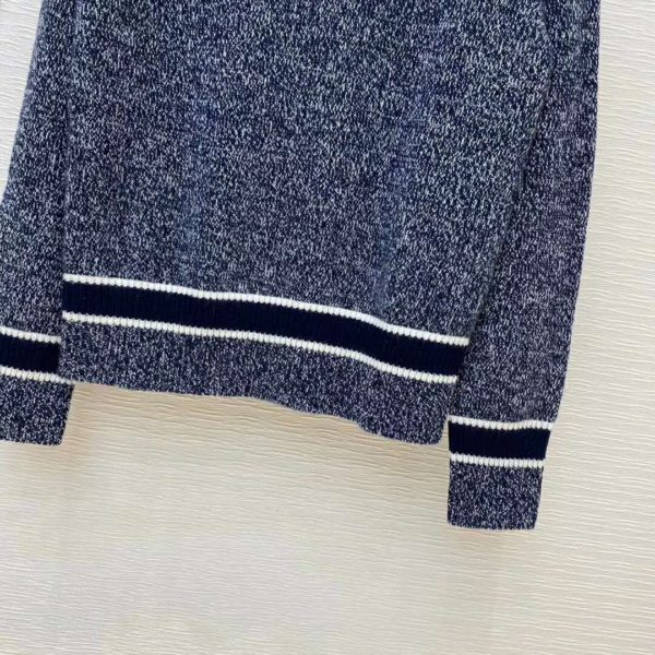 Dior Women V-Neck Sweater Blue and Gray Cashmere and Wool (9)