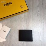 Fendi Unisex Coin Wallet Black Calfskin Colour-Block Bag Bugs Eye Inlays - Image 5