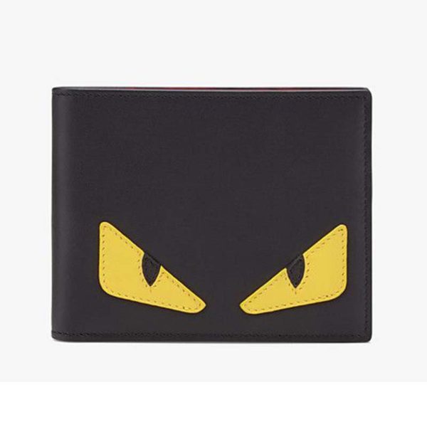 Fendi Unisex Coin Wallet Black Calfskin Colour-Block Bag Bugs Eye ...