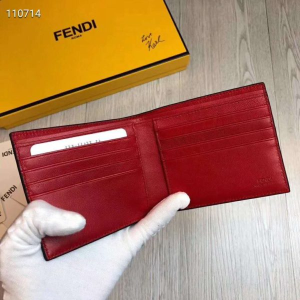 Fendi Unisex Coin Wallet Black Calfskin Colour-Block Bag Bugs Eye Inlays (7)