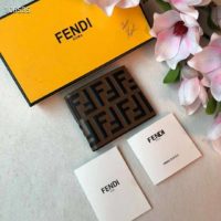 Fendi Unisex Wallet Black Leather Bi-Fold Wallet Brown Black Calfskin