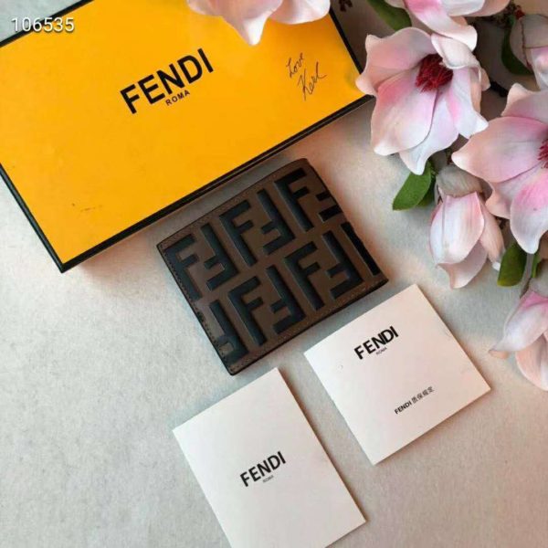 Fendi Unisex Wallet Black Leather Bi-Fold Wallet Brown Black Calfskin (3)