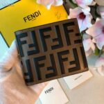 Fendi Unisex Wallet Black Leather Bi-Fold Wallet Brown Black Calfskin - Image 2