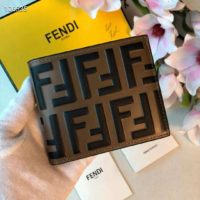 Fendi Unisex Wallet Black Leather Bi-Fold Wallet Brown Black Calfskin