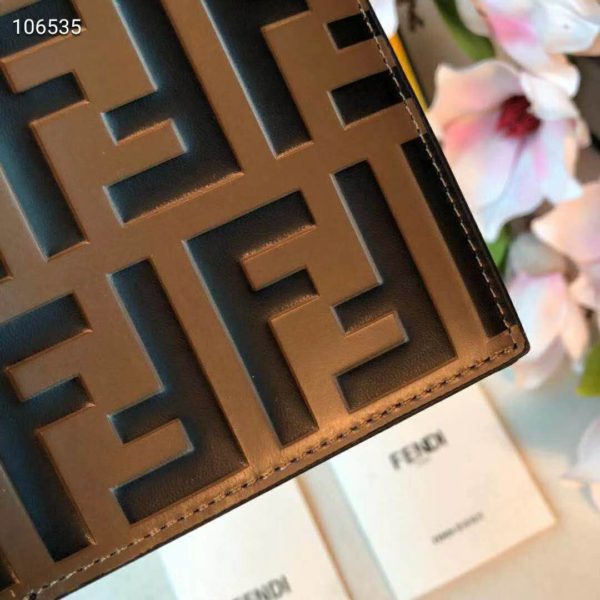 Fendi Unisex Wallet Black Leather Bi-Fold Wallet Brown Black Calfskin (5)