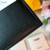 Fendi Unisex Wallet Black Leather Bi-Fold Wallet Brown Black Calfskin