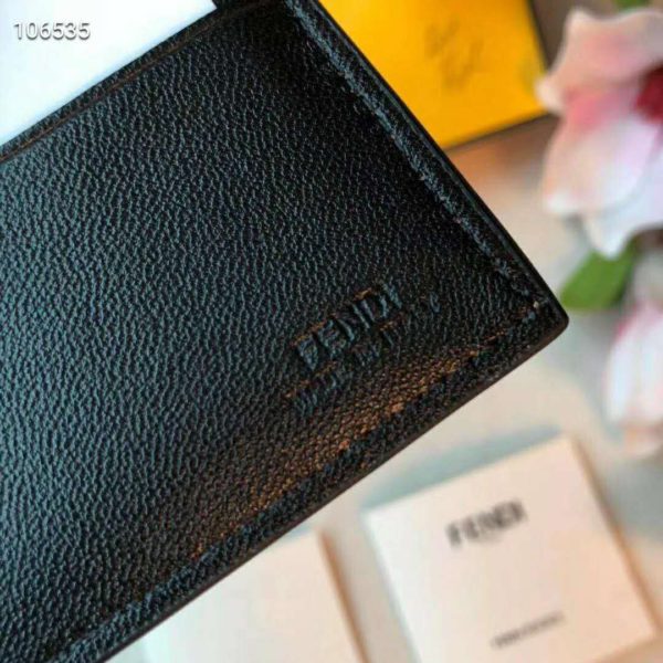Fendi Unisex Wallet Black Leather Bi-Fold Wallet Brown Black Calfskin (8)