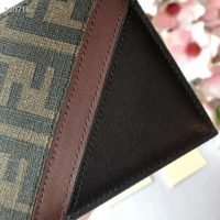 Fendi Unisex Wallet Brown Fabric Bi-Fold FF Motif Black Leather