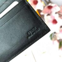 Fendi Unisex Wallet Brown Fabric Bi-Fold FF Motif Black Leather