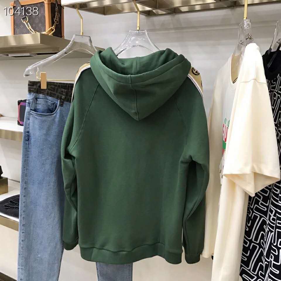 Gucci Men Cotton Jersey Hooded Sweatshirt Green Heavy Felted Organic ...