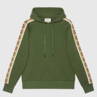 Gucci Men Cotton Jersey Hooded Sweatshirt Green Heavy Felted Organic