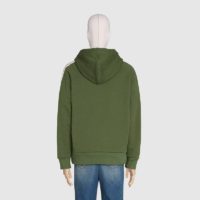 Gucci Men Cotton Jersey Hooded Sweatshirt Green Heavy Felted Organic