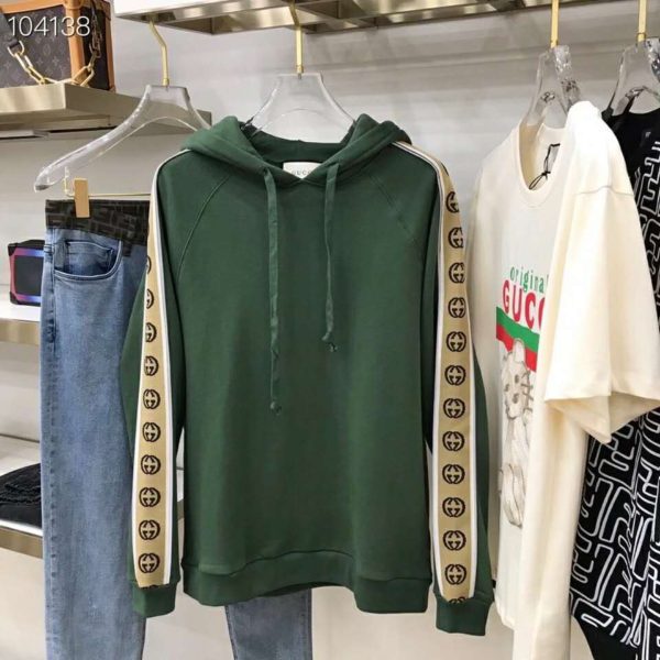Gucci Men Cotton Jersey Hooded Sweatshirt Green Heavy Felted Organic (5)