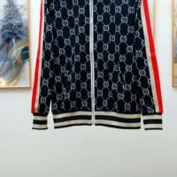 Gucci Men GG Jacquard Cotton Jacket Blue Ivory GG Jacquard Jersey