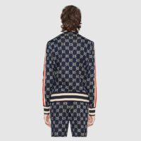 Gucci Men GG Jacquard Cotton Jacket Blue Ivory GG Jacquard Jersey