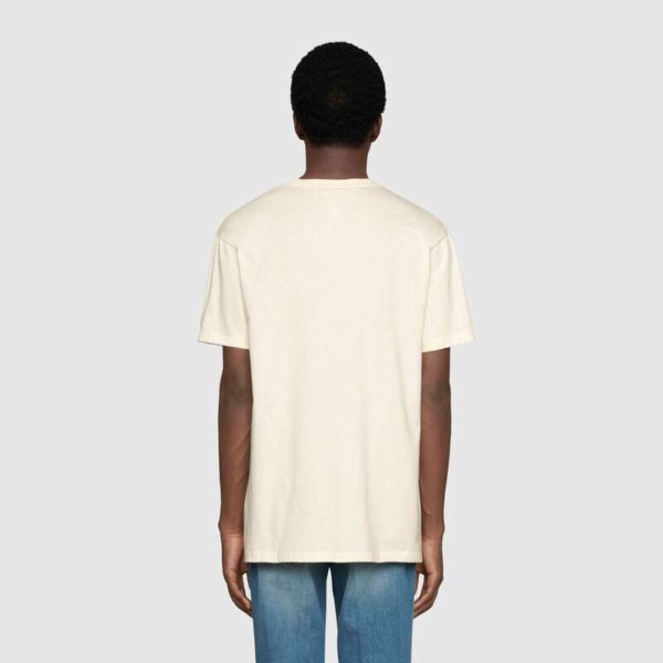 Gucci Men Gucci Boutique Print T-Shirt Off-White Cotton Jersey (5)