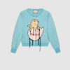 Gucci Men Mohair Crop Sweater Chick Egg Turquoise Knit Wool Blend