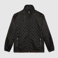 Gucci Men Off The Grid Zip-Up Jacket High Neck Black GG Nylon