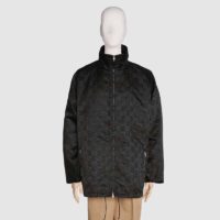 Gucci Men Off The Grid Zip-Up Jacket High Neck Black GG Nylon