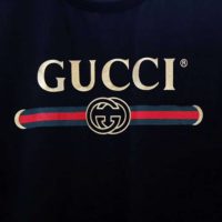 Gucci Men Oversize Washed T-Shirt with Gucci Logo Black Washed Cotton Jersey