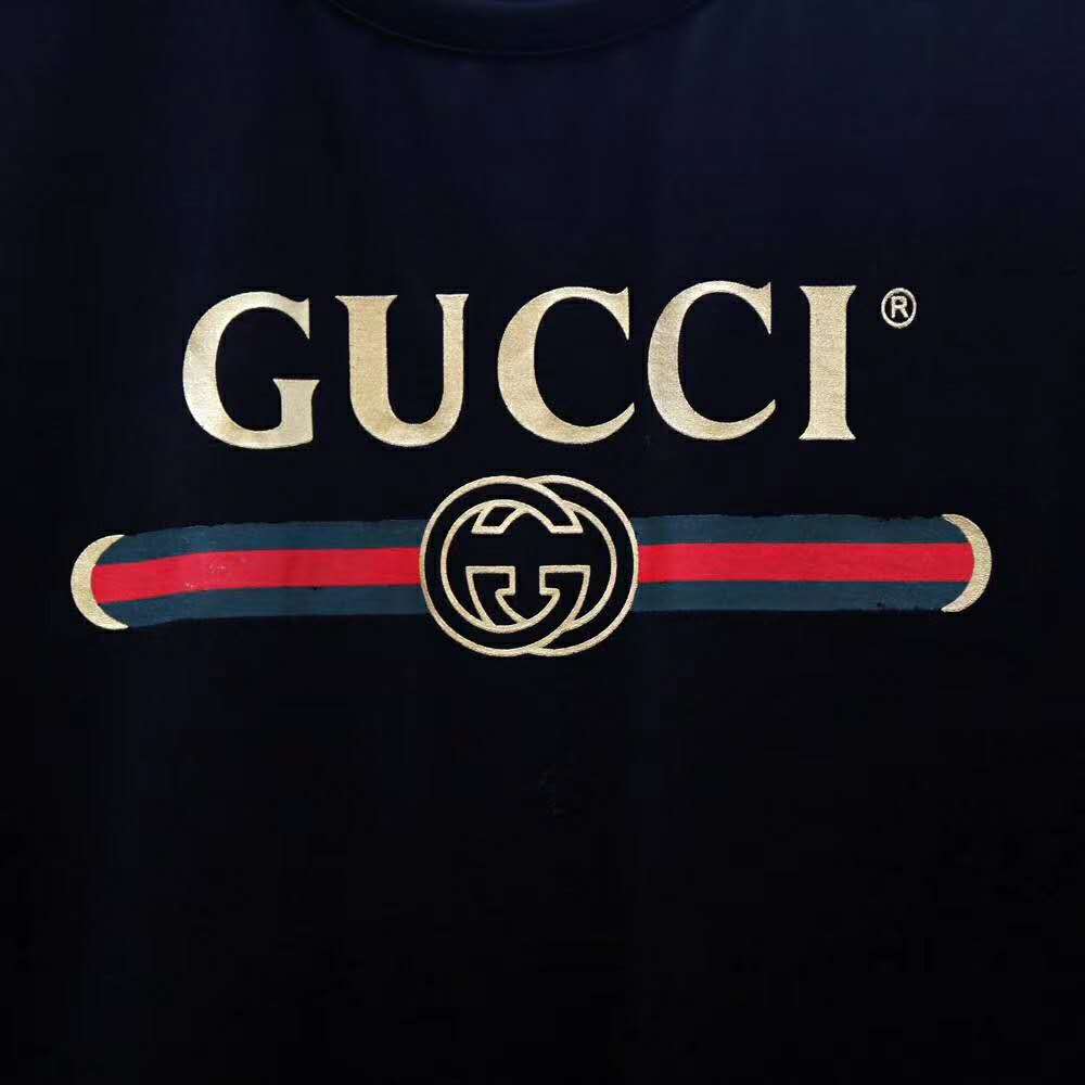 Gucci Men Oversize Washed T-Shirt with Gucci Logo Black Washed Cotton ...