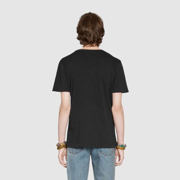 Gucci Men Oversize Washed T-Shirt with Gucci Logo Black Washed Cotton Jersey (5)