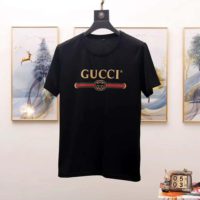 Gucci Men Oversize Washed T-Shirt with Gucci Logo Black Washed Cotton Jersey