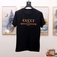 Gucci Men Oversize Washed T-Shirt with Gucci Logo Black Washed Cotton Jersey