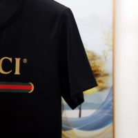 Gucci Men Oversize Washed T-Shirt with Gucci Logo Black Washed Cotton Jersey