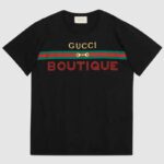 Gucci Men's Gucci Boutique Print Oversize T-Shirt Black Cotton Jersey