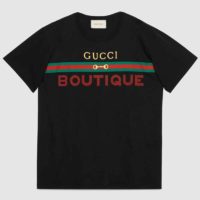 Gucci Men’s Gucci Boutique Print Oversize T-Shirt Black Cotton Jersey