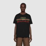 Gucci Men's Gucci Boutique Print Oversize T-Shirt Black Cotton Jersey - Image 10