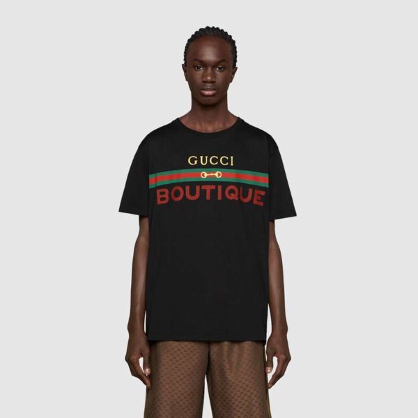 Gucci Men’s Gucci Boutique Print Oversize T-Shirt Black Cotton Jersey (3)