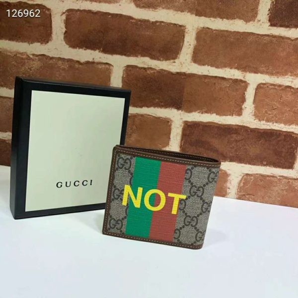 Gucci Unisex ‘FakeNot’ Print Billfold Wallet GG Supreme Canvas (4)