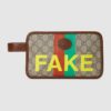Gucci Unisex 'FakeNot' Print Cosmetic Case GG Supreme Canvas