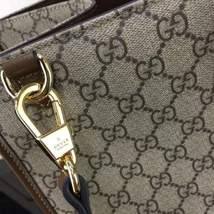 Gucci Unisex ‘Fake/Not’ Print Large Tote Bag GG Supreme Canvas