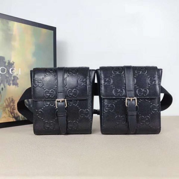 Gucci Unisex GG Embossed Belt Bag Black GG Embossed Leather (3)