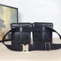 Gucci Unisex GG Embossed Belt Bag Black GG Embossed Leather