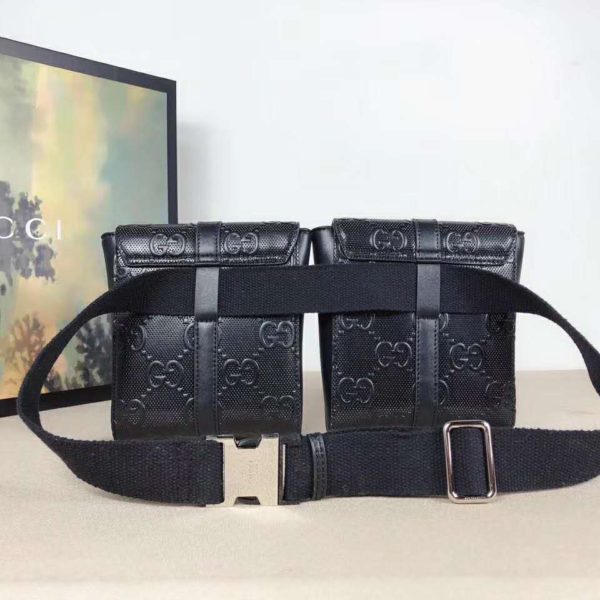 Gucci Unisex GG Embossed Belt Bag Black GG Embossed Leather (4)