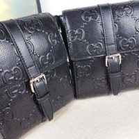 Gucci Unisex GG Embossed Belt Bag Black GG Embossed Leather